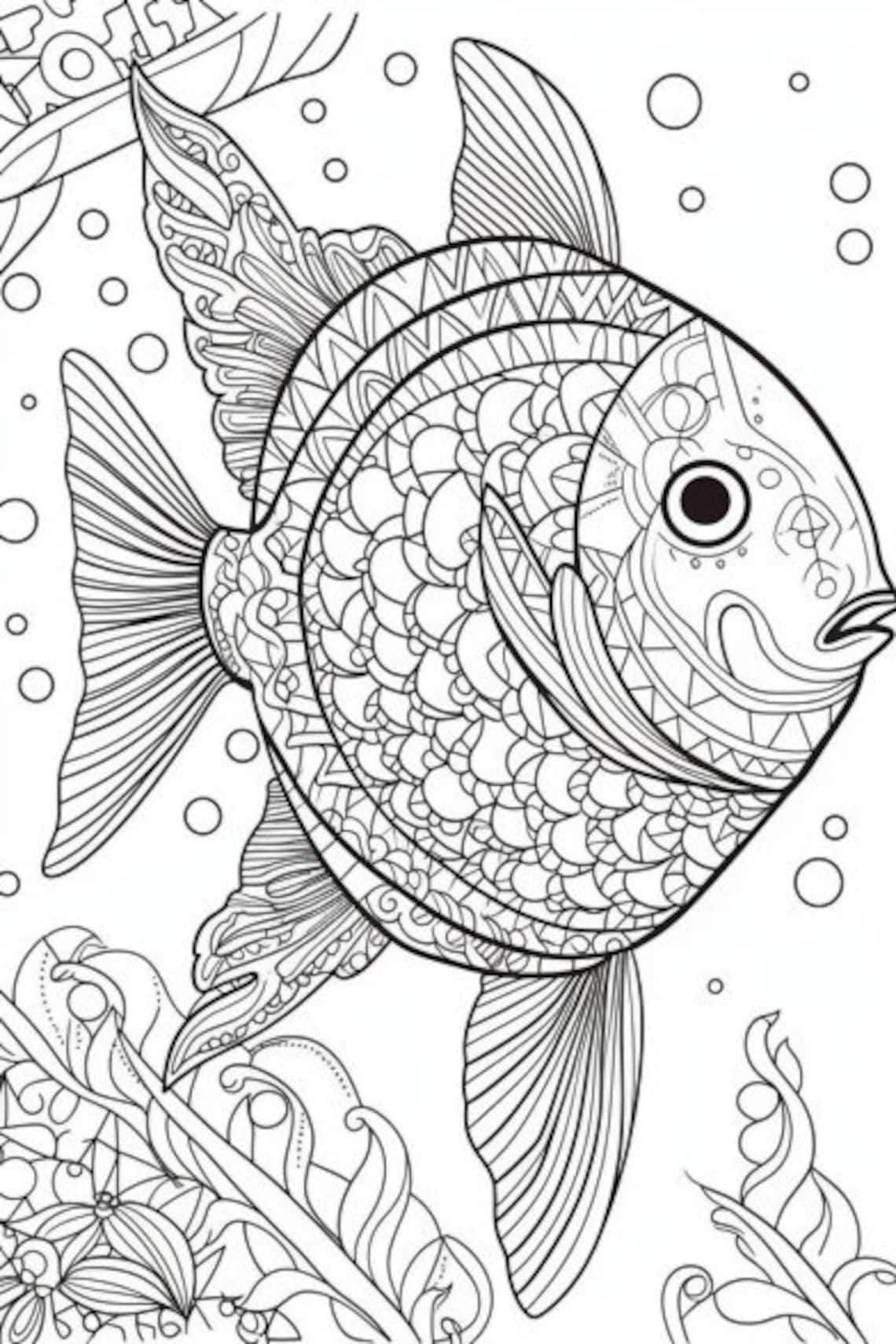 50 Fish Colouring Pages, Amazing Patterns, Adult Colouring Book ...