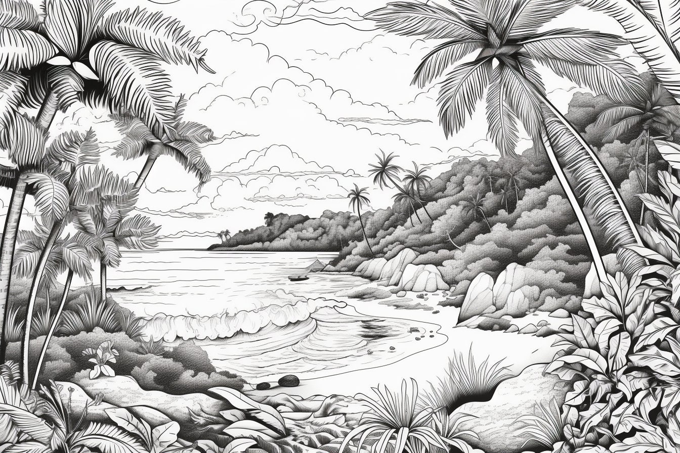 50 Beach Colouring Pages for Adults Amazing Patterns for - Etsy