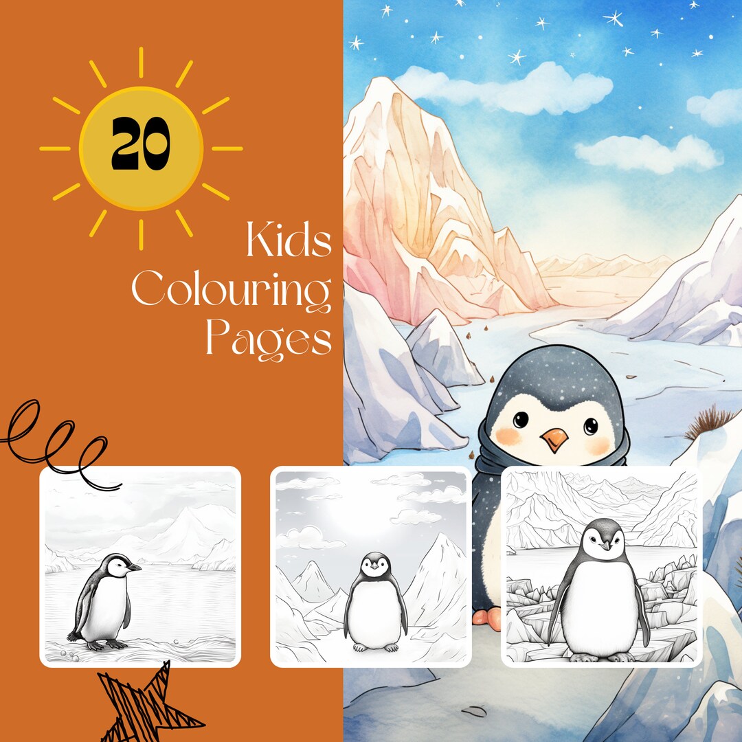 20 Penguin Kids Colouring Pages, Amazing Patterns, Kids Colouring Book ...