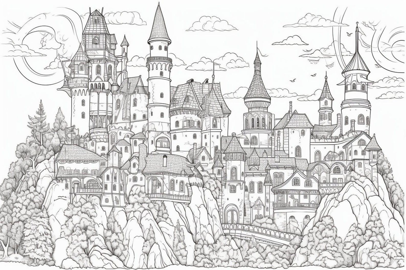 30 Castles Colouring Pages Amazing Patterns Adult Colouring Etsy