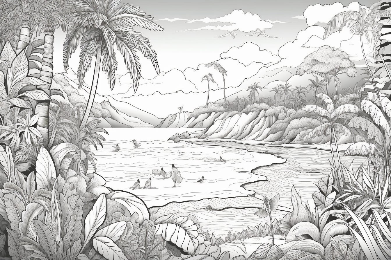 50 Beach Colouring Pages for Adults Amazing Patterns for - Etsy