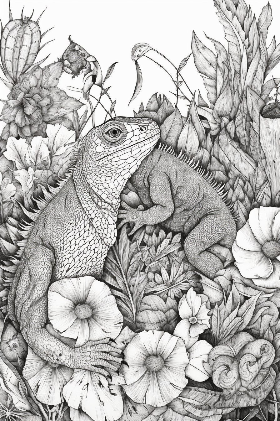 50 Reptile Colouring Pages for Adults, Amazing Patterns for Stress