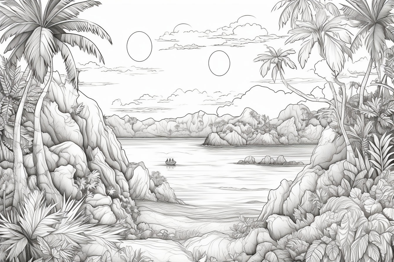 50 Beach Colouring Pages for Adults, Amazing Patterns for Stress Relief ...