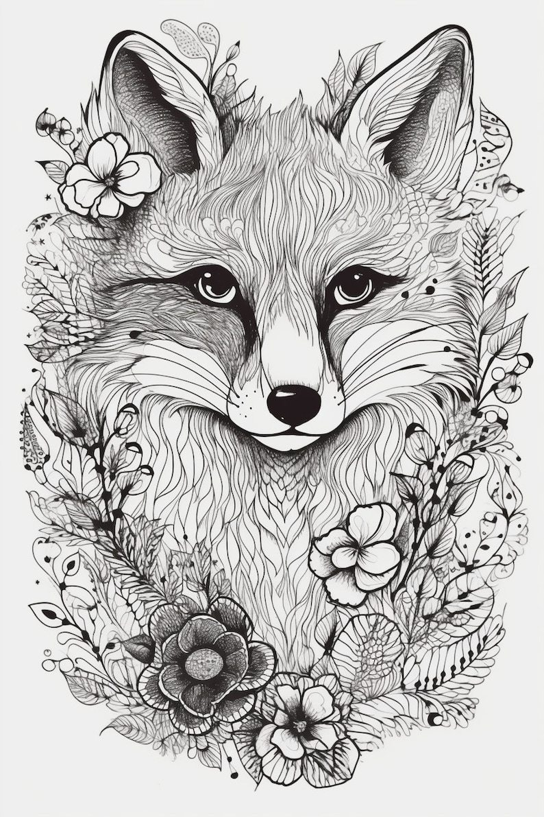 50 Forest Animals Colouring Pages, Amazing Patterns, Adult Colouring