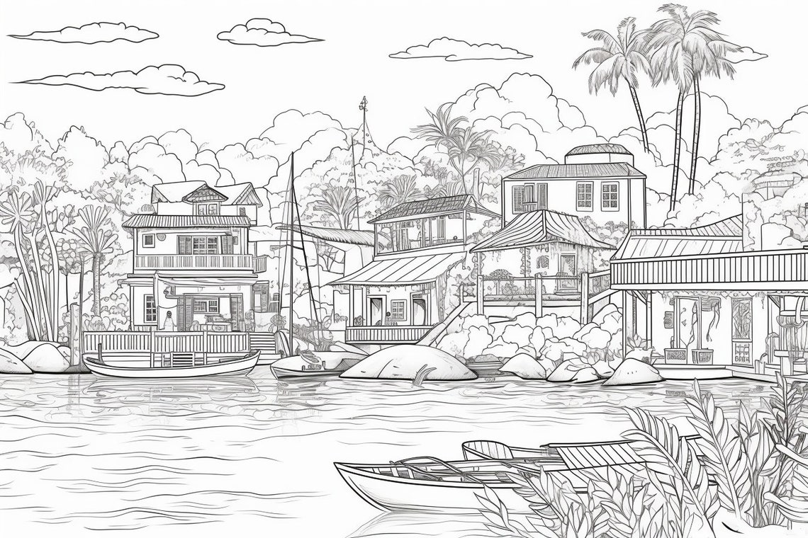 50 Beach Colouring Pages for Adults Amazing Patterns for - Etsy