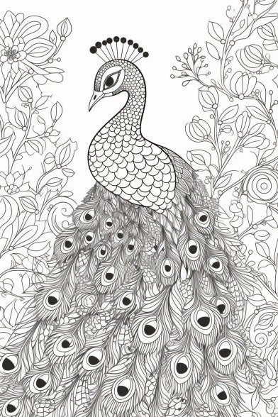 Colouring Book - Peacock Theme - For Adults