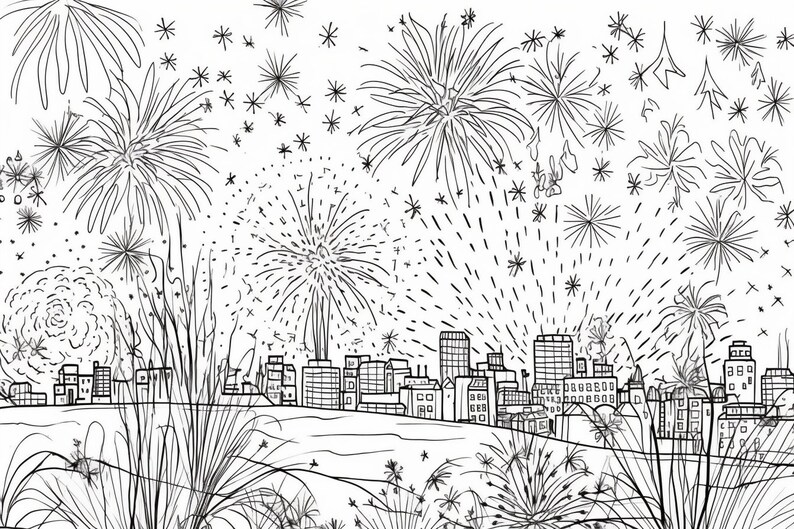 30 Fireworks Colouring Pages, Amazing Patterns, Adult Colouring Book ...