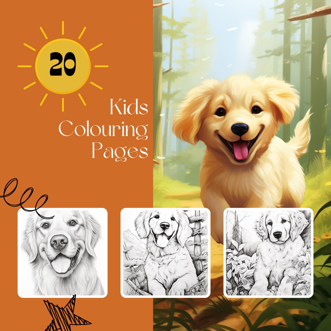 20 Golden Retriever Kids Colouring Pages, Amazing Patterns, Kids ...
