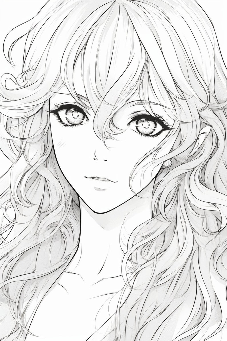 50 Anime Girl Colouring Pages for Adults, Amazing Patterns for Stress ...