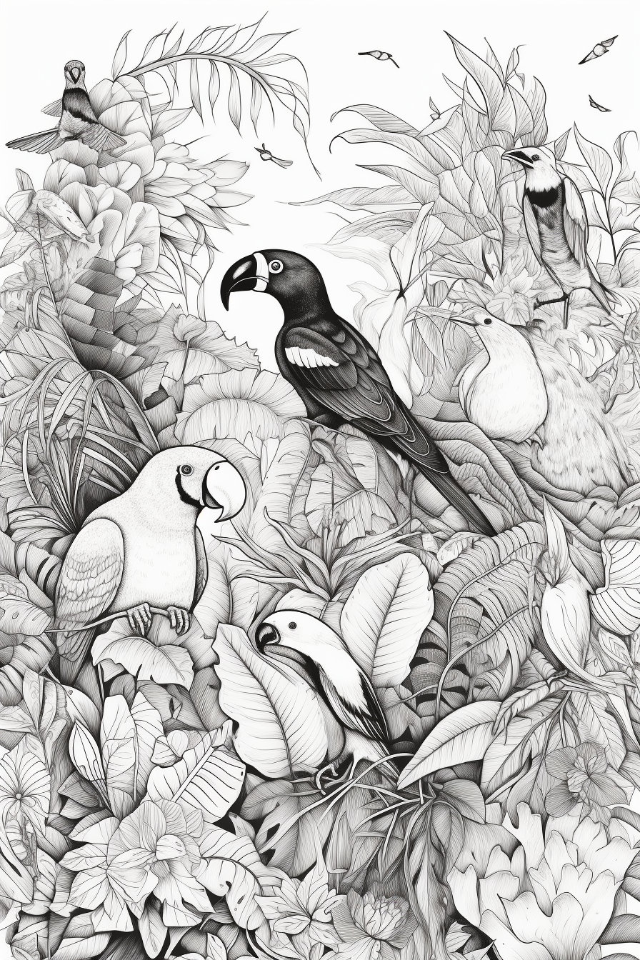 50 Rainforest Animals Colouring Pages, Amazing Patterns, Adult ...