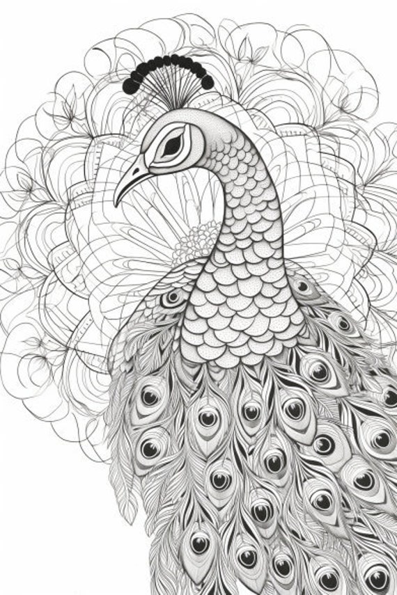 Colouring Book - Peacock Theme - For Adults