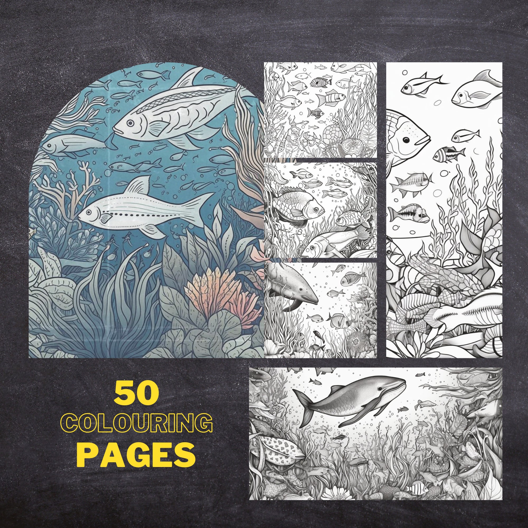 50 Ocean Life Colouring Pages for Adults Amazing Patterns for - Etsy
