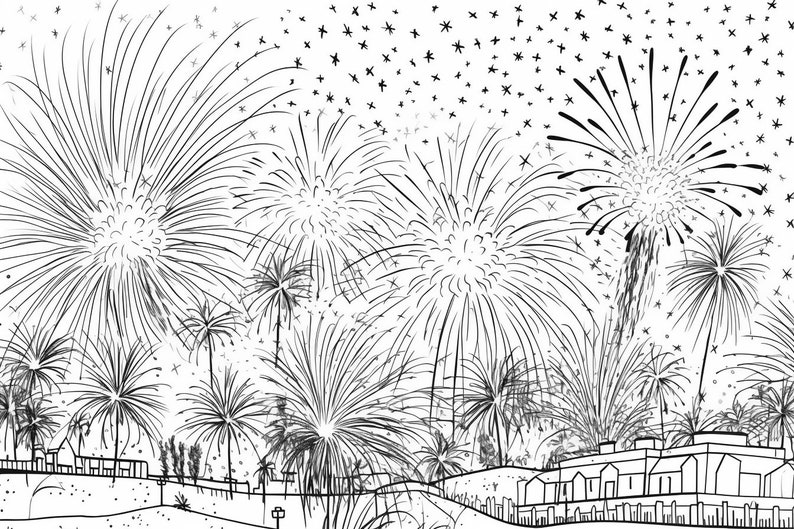 50 Firework Colouring Pages, Amazing Patterns, Adult Colouring Book ...