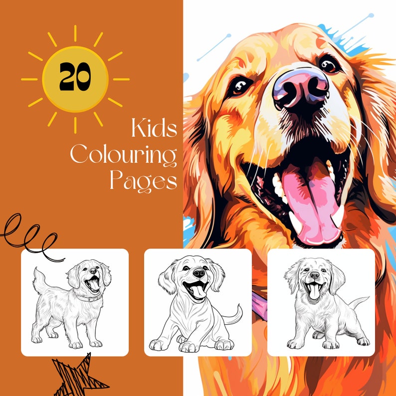 20 Golden Retriever Kids Colouring Pages, Amazing Patterns, Kids ...