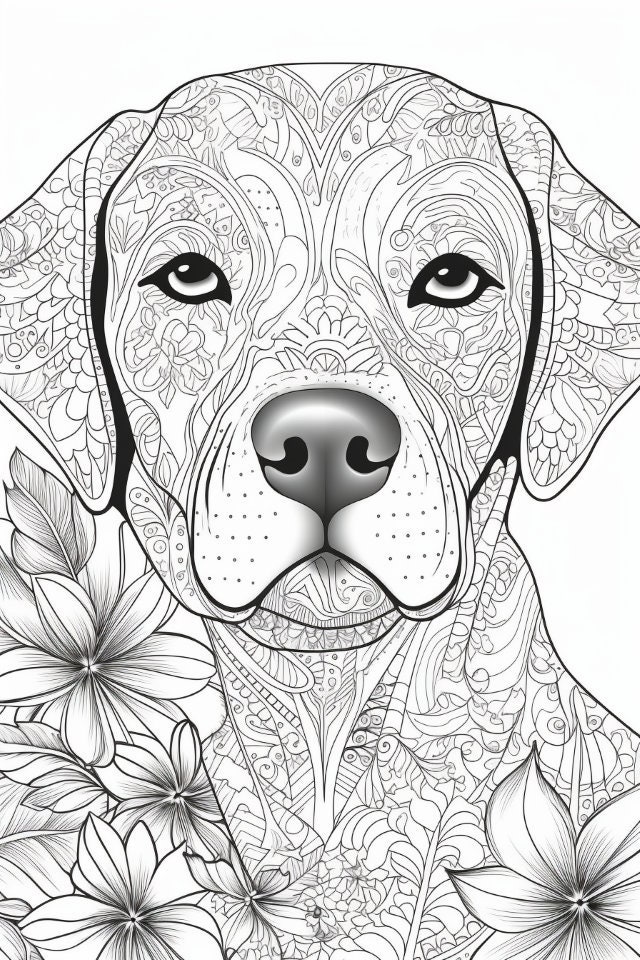 100 Dog Mandala Colouring Page, Amazing Patterns, Adult Colouring Book ...