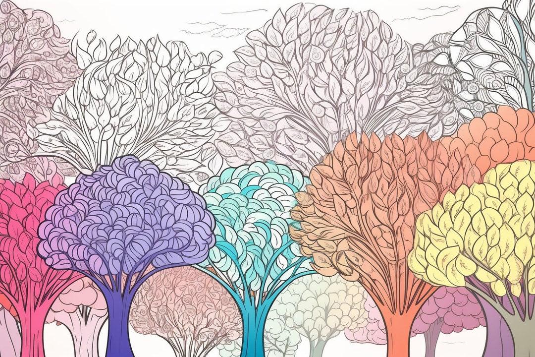 Tree Pattern For Colouring Buy 50 Tree Colouring Pages Amazing Patterns Adult Colouring Online in ...