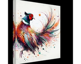 Pheasant Watercolor, pheasant wall art - Canvas