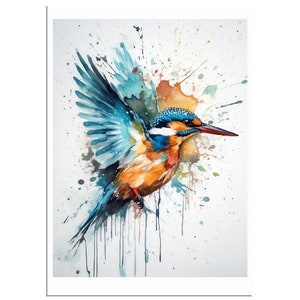 Kingfisher wall art Kingfisher watercolor Wall art