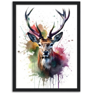 Stag Watercolour Print - Wall art stylised