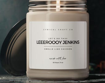 ¡LEEEROY JENKINS! / Regalo de vela divertido / Regalo de World Of Warcraft / Vela Wow / Vela 100 % de soja / Vegana / Limpia / Vertida a mano en Estados Unidos