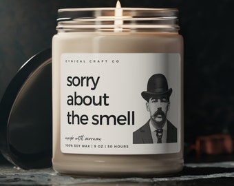 Vela Jack El Destripador / Lo siento por el olor / Regalo de vela divertido / Decoración divertida del hogar / Regalo de asesino en serie / Vela perfumada de inauguración de la casa