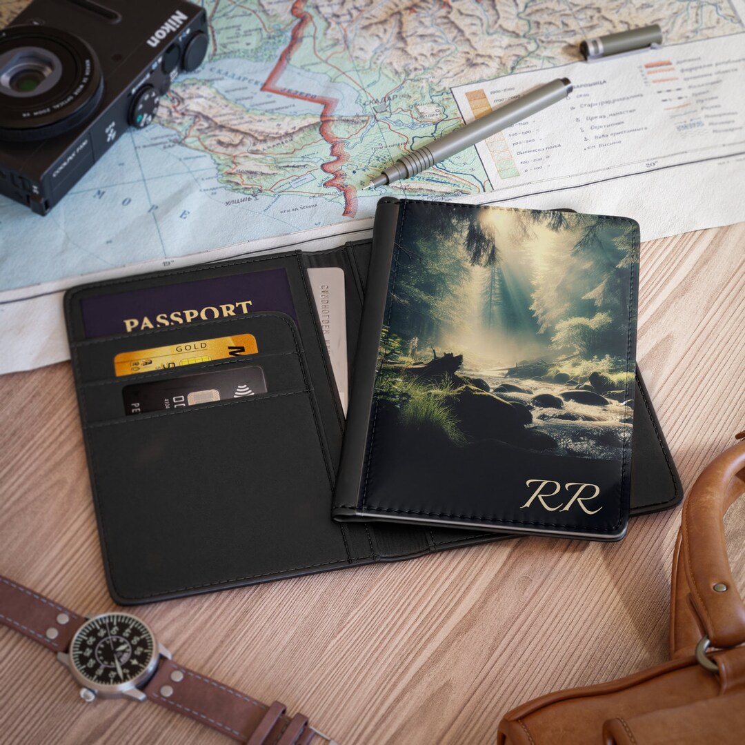 Mens Passport Cover & Credit Card Wallet US Passport Cover Personalized