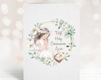 First holy communion card/girls holy communion card/personalised holy communion card