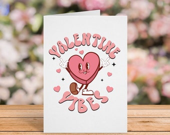 Valentines Day cards/retro Valentines Day cards/valentine vibes card/retro heart Valentines card