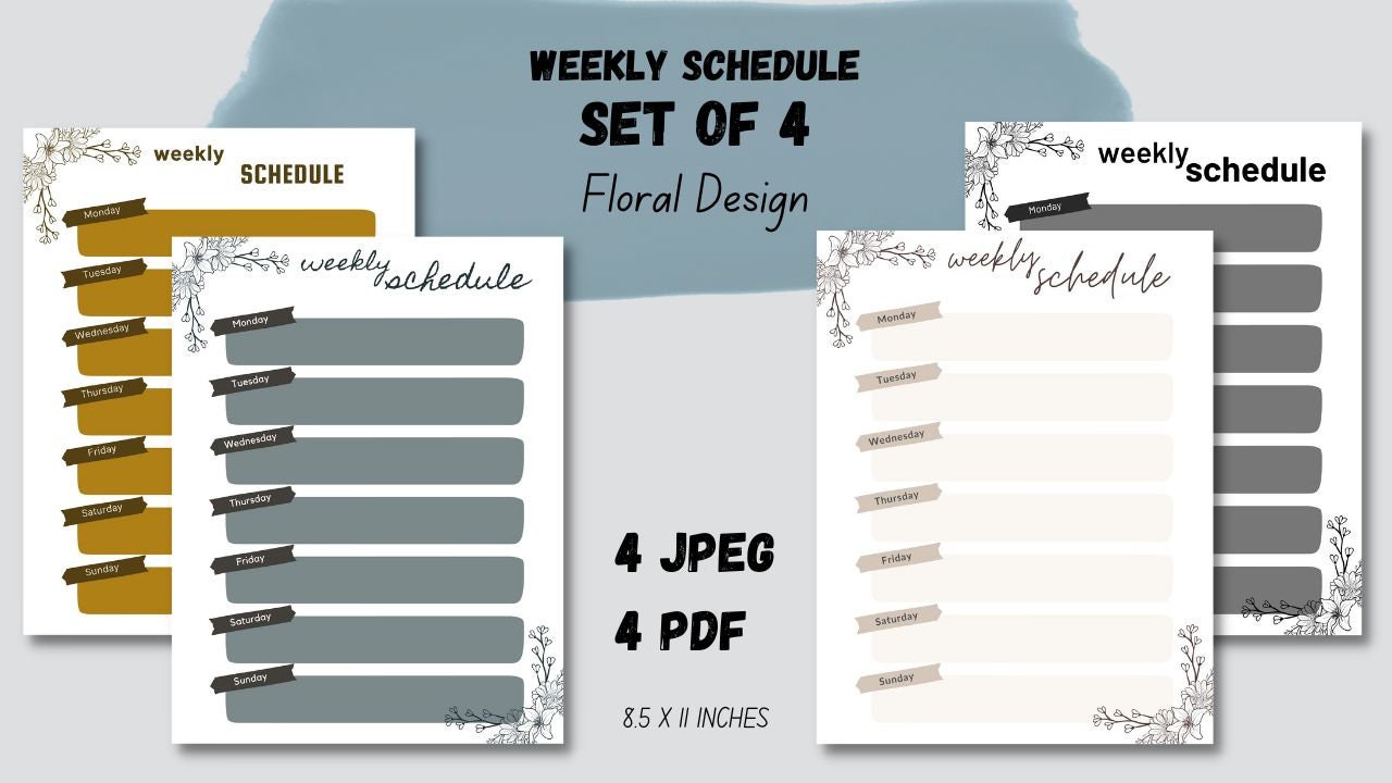 Floral Printable Weekly Schedule Digital Download Daily Planner - Etsy