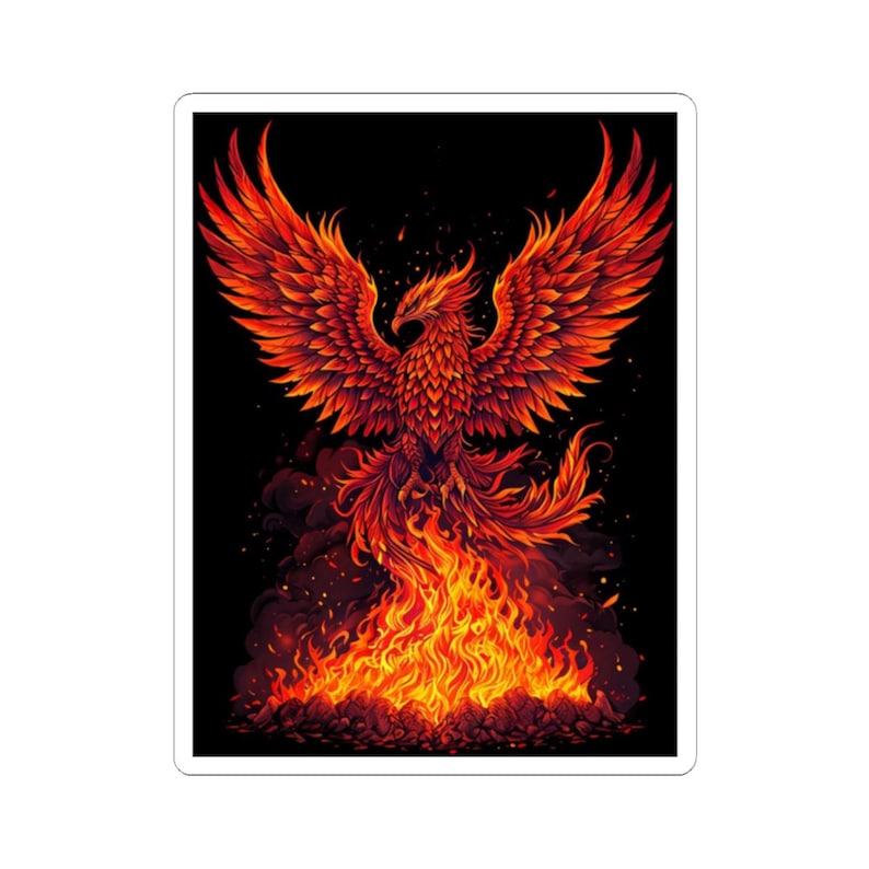Fiery Phoenix Rising Sticker | Kiss-cut Sticker - Etsy