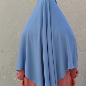 Sufle Khimar Niqab simple couche Jilbab femmes Hijab muslimwear muslimah soie muslimdress islamicdress foulard hijabdress bébé bleu image 2