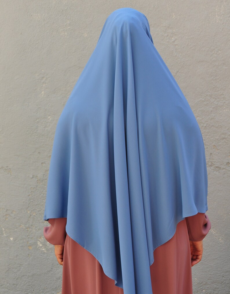 Sufle Khimar Niqab simple couche Jilbab femmes Hijab muslimwear muslimah soie muslimdress islamicdress foulard hijabdress bébé bleu image 2