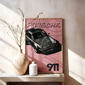 Vintage Porsche Poster, Vintage Porsche Print, Vintage Porsche Wall Art, Vintage Car Poster, Old Porsche Poster, Retro Car Poster