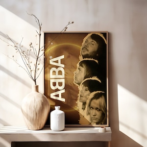 Póster de la banda ABBA, arte imprimible de ABBA, arte mural retro, póster de música retro, decoración de música disco, arte pop vintage, póster de Mamma Mia, música de los 70