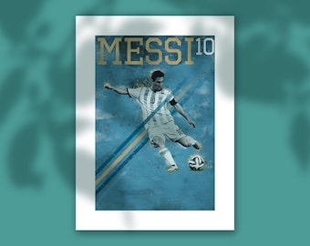 Póster de Lionel Messi, Impresión de fútbol argentino, Regalos de fútbol, Póster deportivo, Póster de jugador de fútbol, Arte mural de fútbol, Pósters deportivos para dormitorio