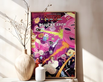 Adventure Time X Regular Show Crossover Poster: Animated Series Art