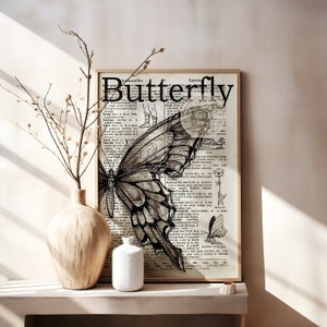 Vintage Butterfly Print: Botanical Illustration Poster