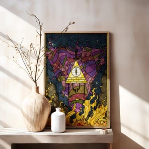 Pôster de Bill Cipher Weirdmageddon, pôster de Gravity Falls, pôster vintage, impressão de pôsteres, pôsteres retrô, arte de parede, presentes para mulheres/homens