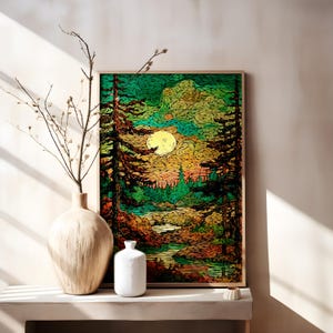 Hokusai Ukiyo-e Japanese Wall Art, Landscape Poster, Print Blue Green Japanese, Home Decor