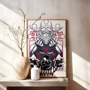 Jujutsu Kaisen Poster Wall Art, Manga Art Japanese Anime Poster, Anime Art Print, Kinji, Satoru Gojo, Anime Manga Poster