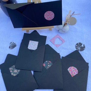 Élégance noire - enveloppes noires par 5 - fabrication artisanale