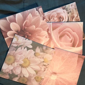 Fleurs romantiques - enveloppes carrées par 5 - fabrication artisanale