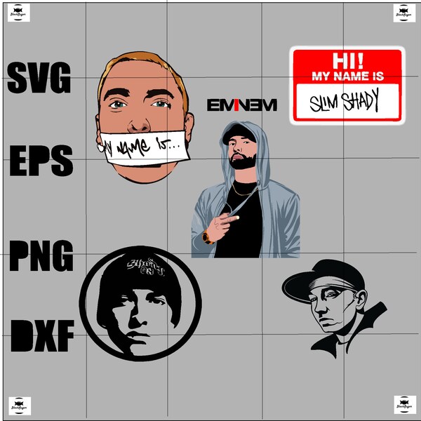 Eminem Vector Pack, Marshal Mathers Eminem Cricut Eminem Silhouette Slim Shady Vector, Rapper Vector, Eminem SVG PNG Cricut Silhouette Files