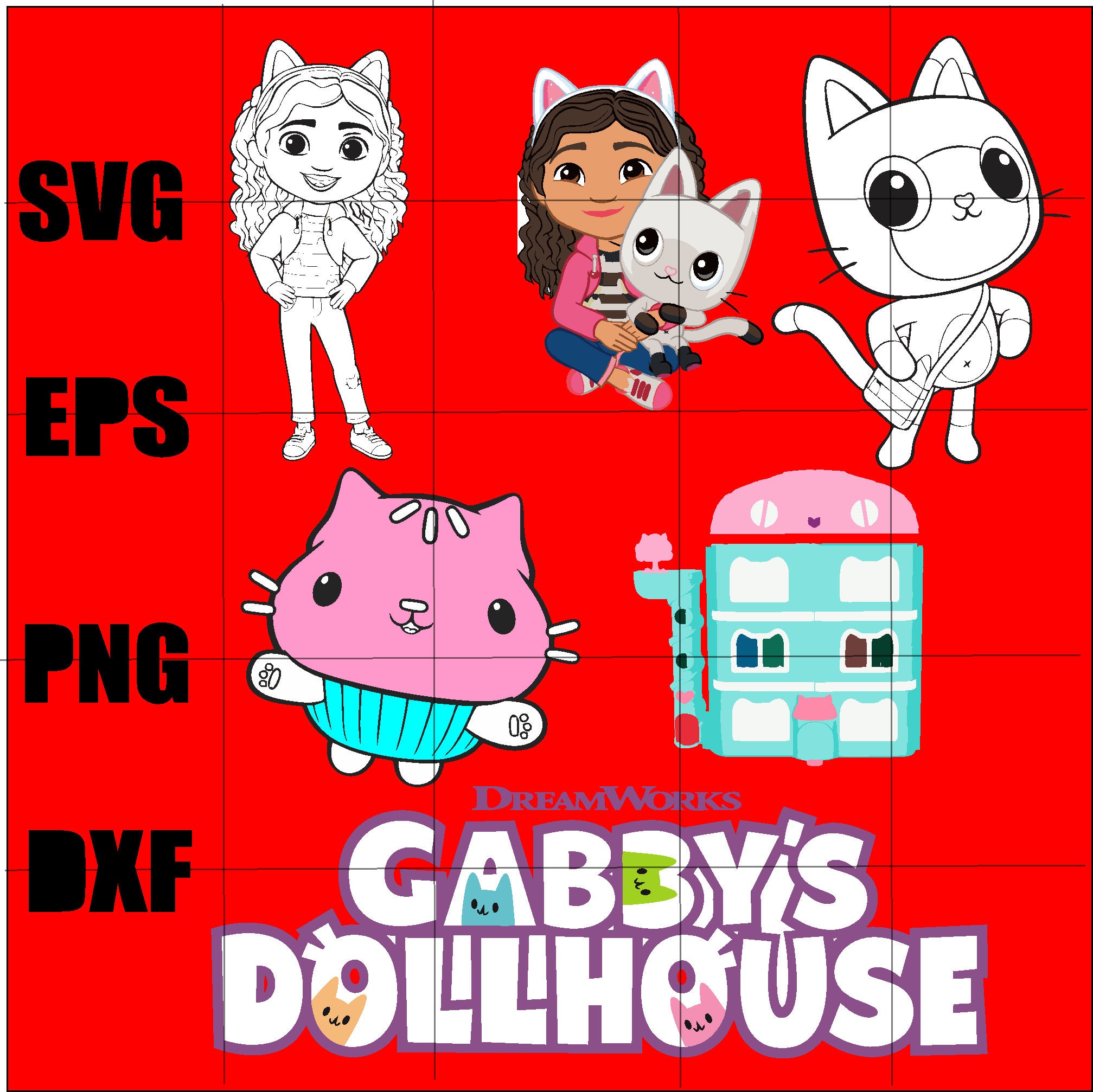 Gabby's Dollhouse Bundle Svg Digital File, Gabby Svg, Movie Svg