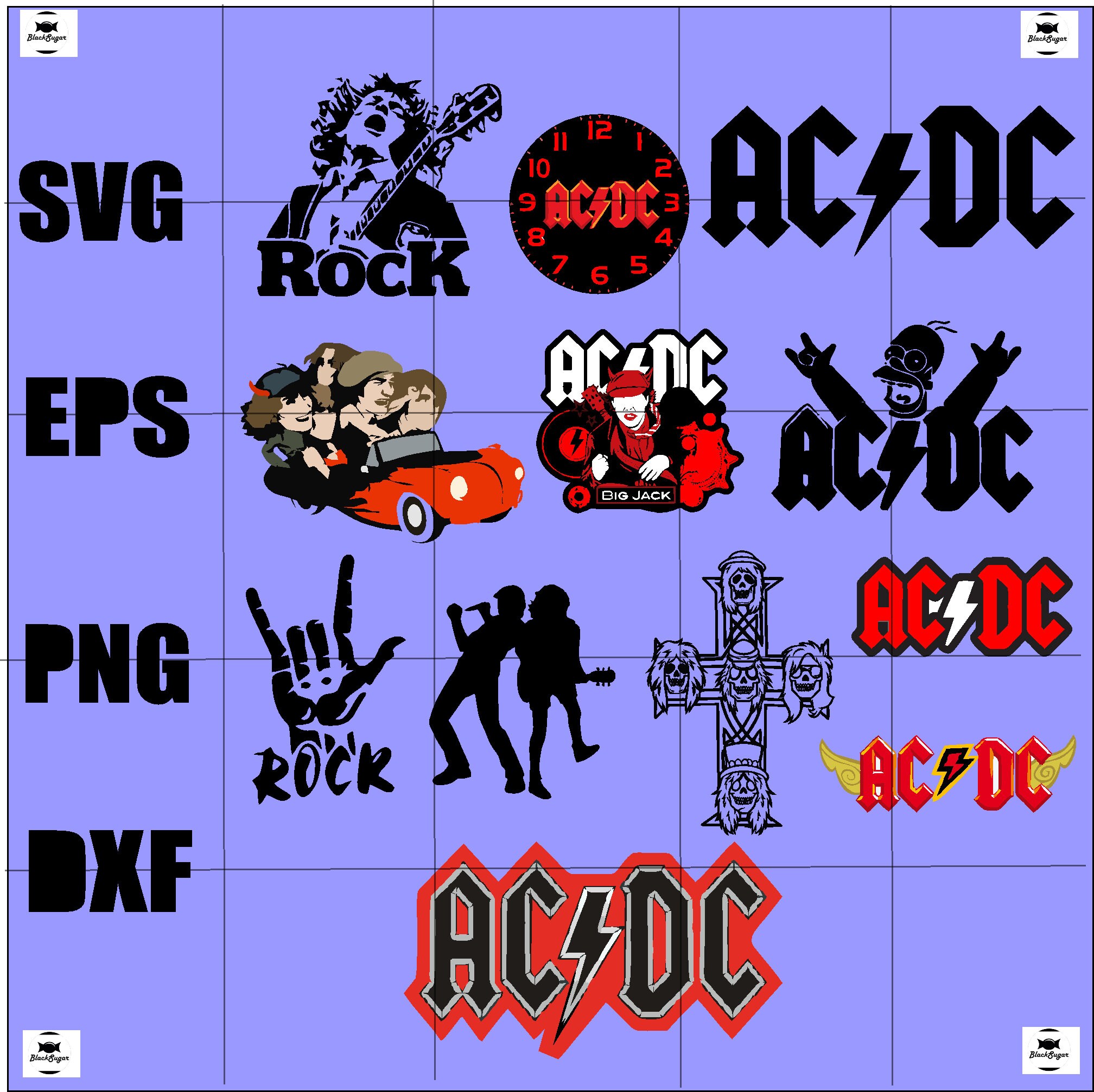 ACDC SVG Bundle Clipart Rock Band, Rock Musik SVG Png Eps Dxf Pdf SVG ...