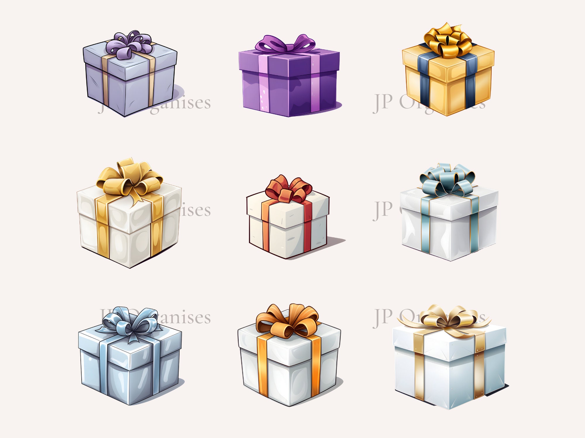 Present Clipart Bundle: Colorful Gift Designs SVG, PNG (commercial Use ...