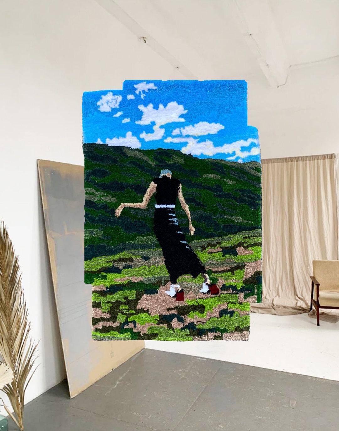 Tapestry Wall Rug Weaved Artwork Fluffy Woman in the Etsy