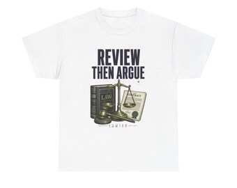 Advocatenshirt, T-shirt met de tekst "Review Then Argue", cadeau voor een advocaat, kleurrijk vintage carrière-T-shirt