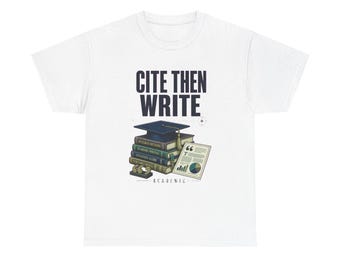 Academisch shirt, T-shirt met de tekst "Cite Then Write", academisch cadeau, kleurrijk vintage carrière-T-shirt