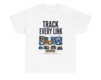 T-shirt voor professionals in de toeleveringsketen, T-shirt met de tekst "Track Every Link" (Volg elke schakel), cadeau voor professionals in de toeleveringsketen, kleurrijk vintage carrière-T-shirt